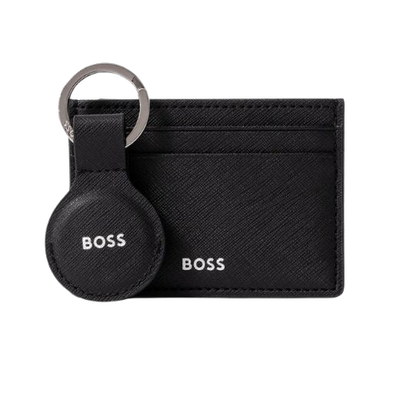 This BOSS Faux Leather 4CC Card Holder & Airtag Holder Keyring Gift Set makes a great gift and comes in a black presentation box.