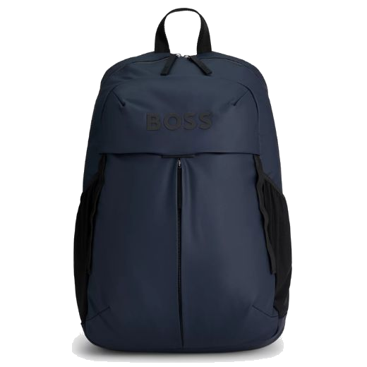 This Stormy Dark Blue Backpack with Raised Logo by BOSS is the perfect backpack for taking on travels or using everyday to commute into the office.