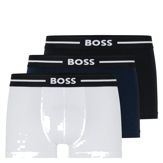 boss 3 pack cotton stretch trunks white black navy