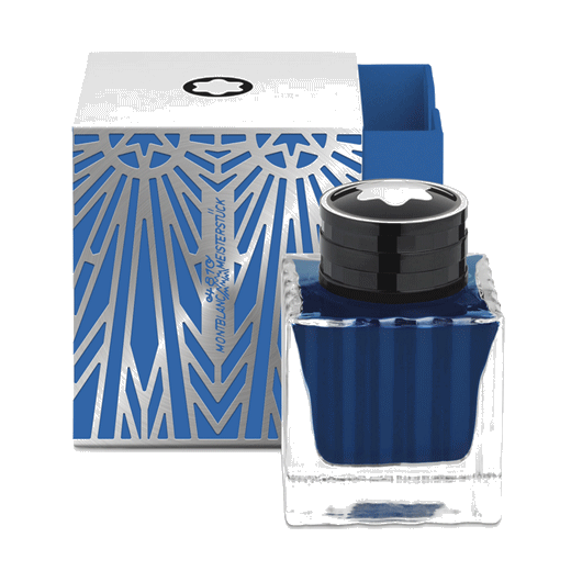 Montblanc's Meisterstück The Origin Blue Ink Bottle, 50 ml comes in a bespoke box in celebration of the jubilee.
