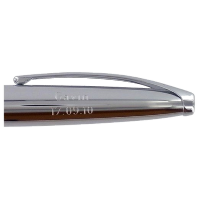 Engraving shown on the cap of this Cross pen in Gravo Double Contour Font.