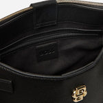 Inside the Beyond Black Grained Leather Tote Bag with Double 'B' Monogram.