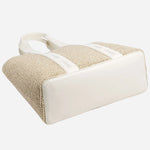 BOSS Becky White Raffia Tote Bag with Embossed Hugo Detailing