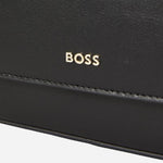 The BOSS logo on the Numah Black Leather Cross Body Saddle Bag with Double B Keyring.