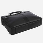 Base of the Ray MS Black Faux Leather Document Case with Pattern Detail.