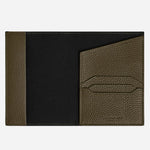 Inside the Khaki Grain Leather Passport Holder with 3CC.