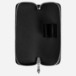 Inside the Sartorial Black Leather Two Pen Pouch with Zip.