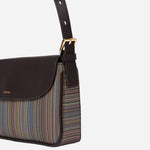 The adjustable strap on the Paul Smith Brown Leather and Multicoloured Coated Canvas Rectangular Grab Bag.