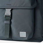 Paul Smith signature rubberised logo on the front of the Paul Smith Grey-Teal Recycled Polyester Backpack with Rubberised Signature Logo Patch.