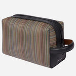 Back view of the Signature Stripe Coated Canvas Travel Wash Bag.