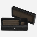 Inside the 3-Pen Box in Croco-Embossed Black Leather.