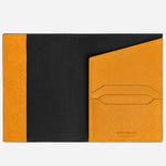 Inside the Montblanc Sartorial Saffron Leather Passport Holder.