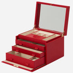 Inside the Palermo Red Leather Large Jewellery Box.