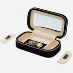 Inside the Zoe Indigo Velvet Travel Zip Jewellery Case.