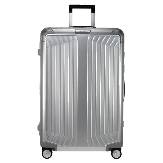 Samsonite's Lite-Box Alu Spinner Suitcase, Silver 76 cm weighs 7.4 kg so it is quite heavy.