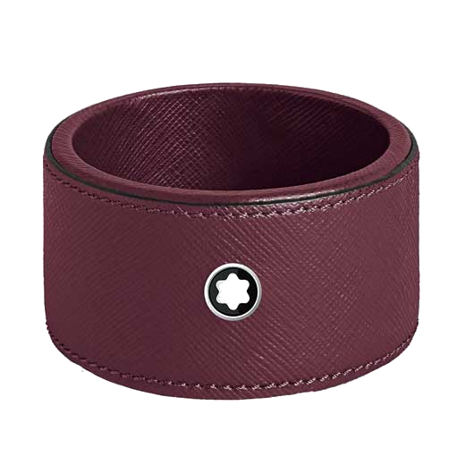 The Montblanc small desk tray is made with a textured Cassis leather with the iconic logo on the front.