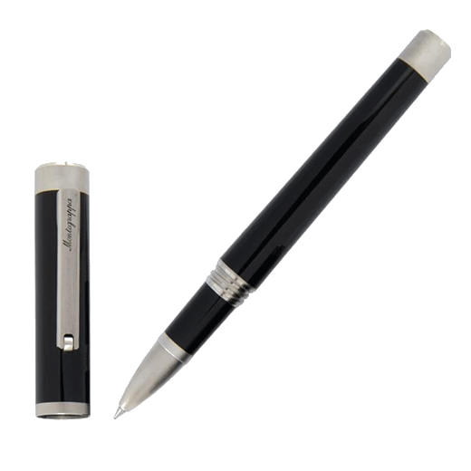Montegrappa's Zero Black & Palladium IP Rollerball Pen is made with shiny black resin and palladium.