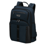 Samsonite's Urban-Eye Backpack 15.6" in Blue has two padded shoulder straps and a top handle, with multiple exterior pockets.