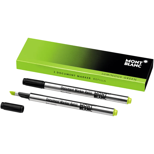 Montblanc pack of 2 luminous green document marker refills.