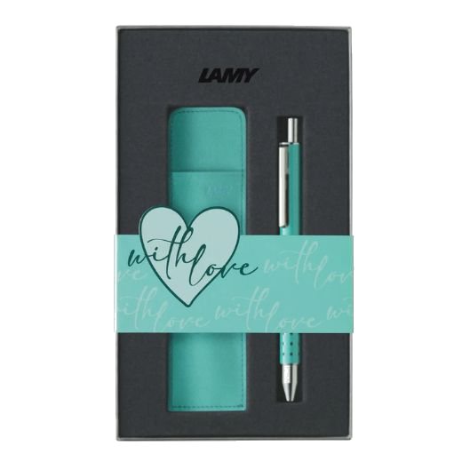 LAMY's Swift Lagoon Blue SE 2025 Rollerball Pen and Pen Pouch Set makes a great gift for anyone special who loves to write.