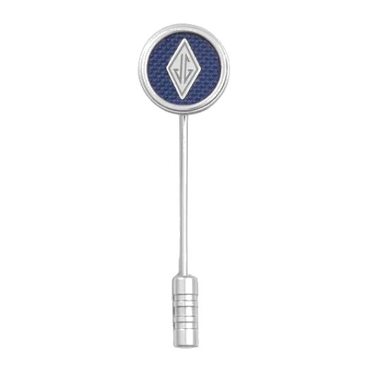 Montblanc's Great Characters Homage To The Great Gatsby Lapel Pin is made out of polished stainless steel with a blue lacquer inlay.