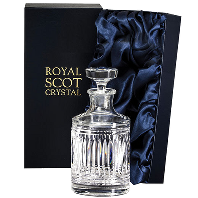 royal scot crystal art deco single malt round decanter packaging