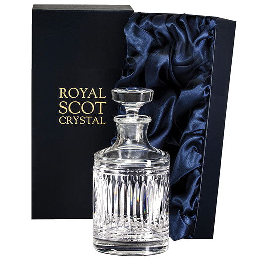 royal scot crystal art deco single malt round decanter packaging