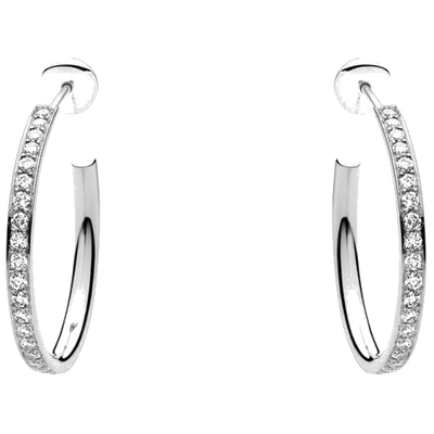 georg jensen white gold brilliant cut diamond hoop earrings