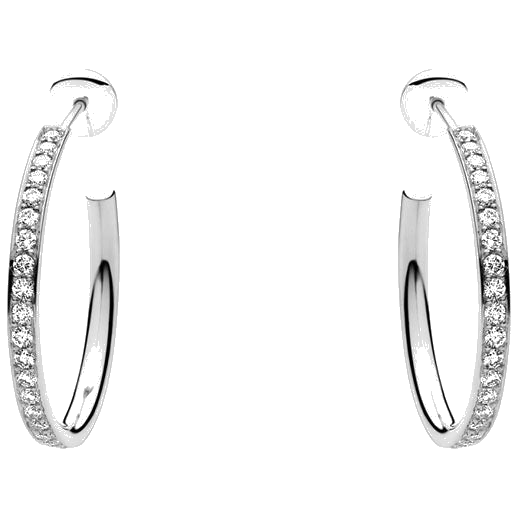 Georg Jensen 18K White Gold Magic Diamond Hoop Earrings.