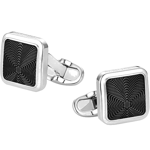 These Star Patterned Black Snowcap Inlay Cufflinks are designed by Montblanc.