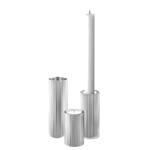 These are the Georg Jensen Stainless Steel Bernadotte Set of 3 Tealight & Candle Holders.