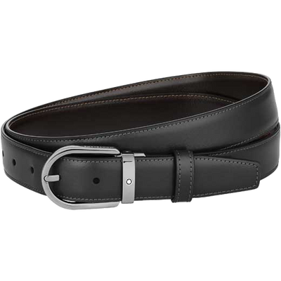 montblanc business line horsehoe ruthenium coated reversible belt