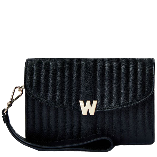 WOLF's Black Mimi Cross Body Bag with Wristlet comes with a body strap.