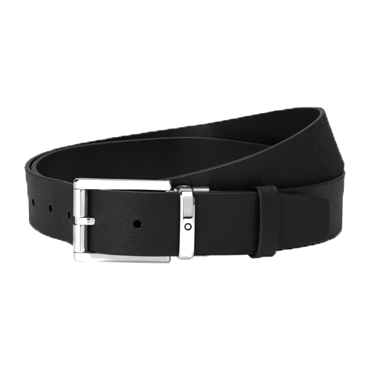 Montblanc's Pin Buckle Black Leather Belt Palladium-Coated
