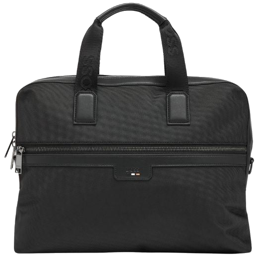 The Ray Black Canvas Document Case with Signature Three Stripes by BOSS.