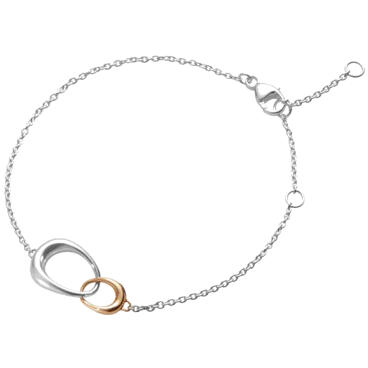 This is the Georg Jensen Sterling Silver and 18 KT. Rose Gold Offspring Interlocking Bracelet.