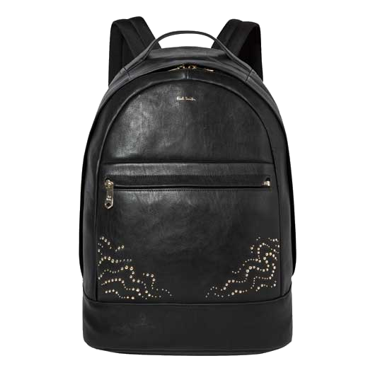 This Paul Smith backpack is made from a black leather material.