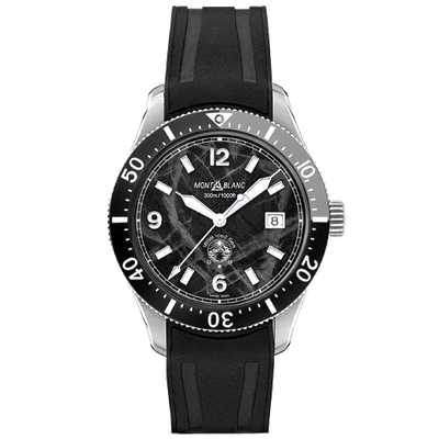 montblanc 1858 iced sea black rubber automatic date watch