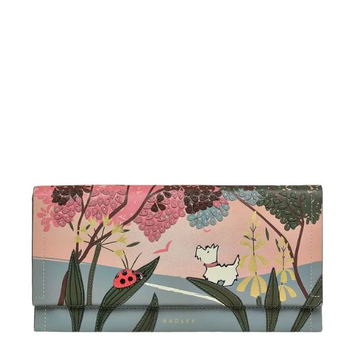 The Prairie Pink Spring Meadow Large Leather Flapover Purse by Radley.