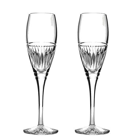 These Art Deco 2 x 18cl Champagne Flutes have been designed by Royal Scot Crystal.