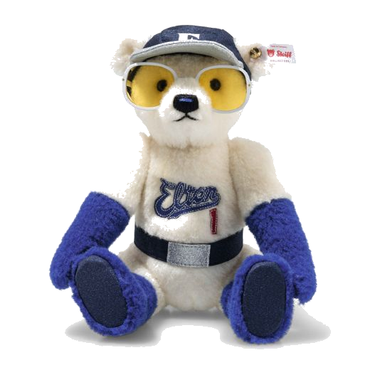 This Rocks! Elton John '75 Teddy Bear by Steiff is made of soft wool plush and a synthetic filling material for softness.