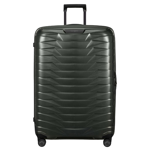 Samsonite's Proxis Matt Climbing Ivy Spinner Suitcase, 81 cm has a hard shell exterior so it is durable.