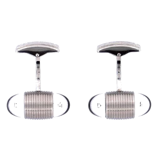This pair of Montblanc Oval Cufflinks with Floating Diamonds has an engraved stripe design in the centre with the floating diamonds within the glass.