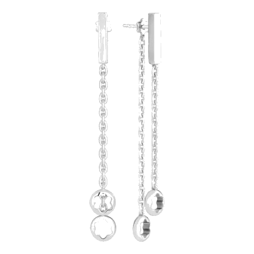Montblanc's Star Signet Silver Long Earrings have the snowcap emblem at the bottom of the chain and are made of sterling silver.