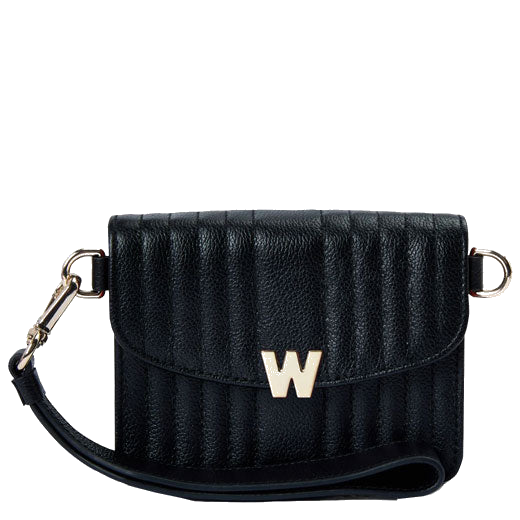 WOLF 1834's Black Mimi Mini Bag with Wristlet features a detachable body strap.