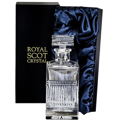 royal scot crystal art deco square spirit decanter packaging
