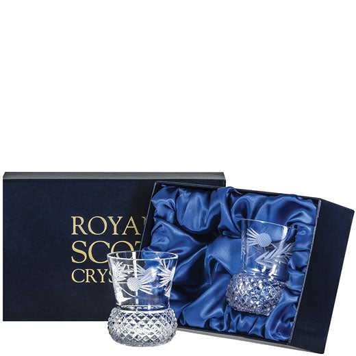 royal scot crystal thistle shape flower of scotland large tumblers packaging