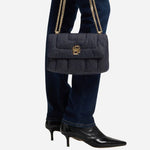 The Denim Quilted Shoulder Bag with Double 'B' Monogram by BOSS.