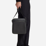 The BOSS New Crosstown NS Reporter Bag in Natural-Grain Black Leather with Zip by BOSS.