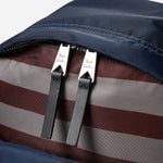 Dual zips on the Paul Smith Multistripe Recycled Nylon Backpack with Signature Logo Patch.